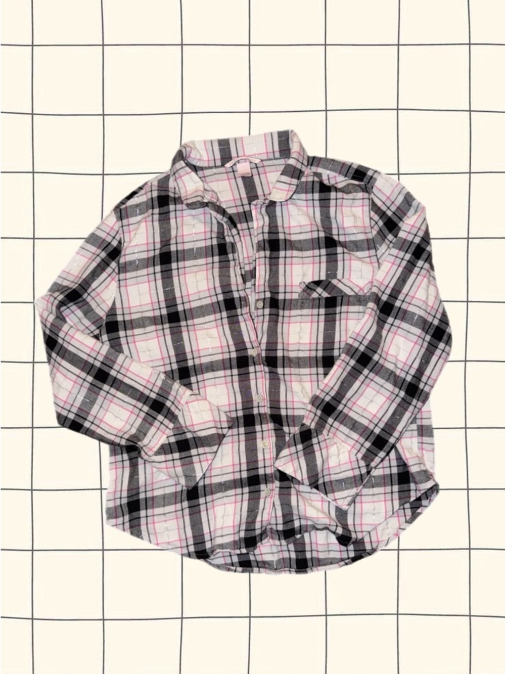 Victoria Secret - Pink & Black Plaid Button-Up Shirt